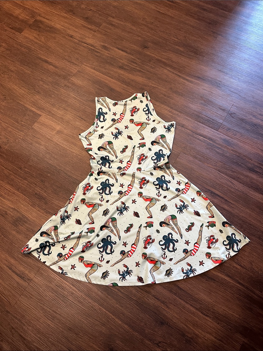 Sourpuss mint greenNautical Mermaid Print Skater Dress - Picture 3 of 3